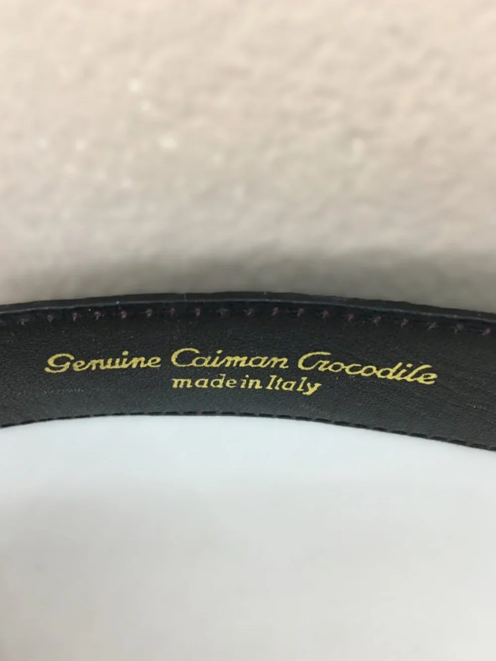 Vintage GARY'S & CO Genuine Caiman Crocodile Leather Belt 40 Burgundy Brass